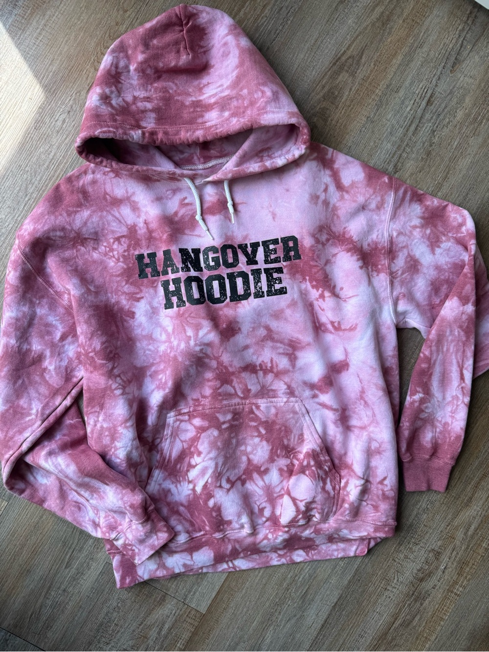 Large Dynamite Pink Tie-Dye "Hangover Hoodie" Sweatshirt